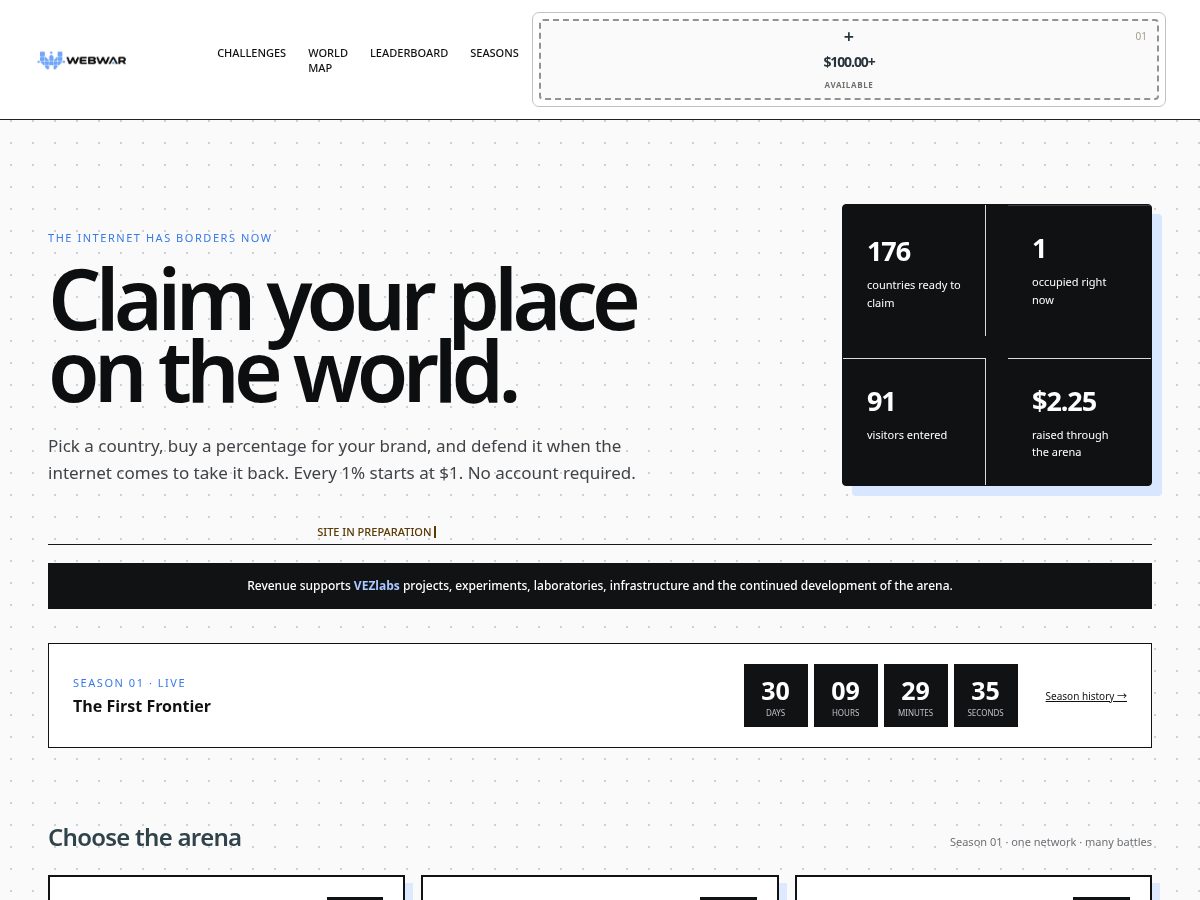 Landing-page snapshot of webwar.lol