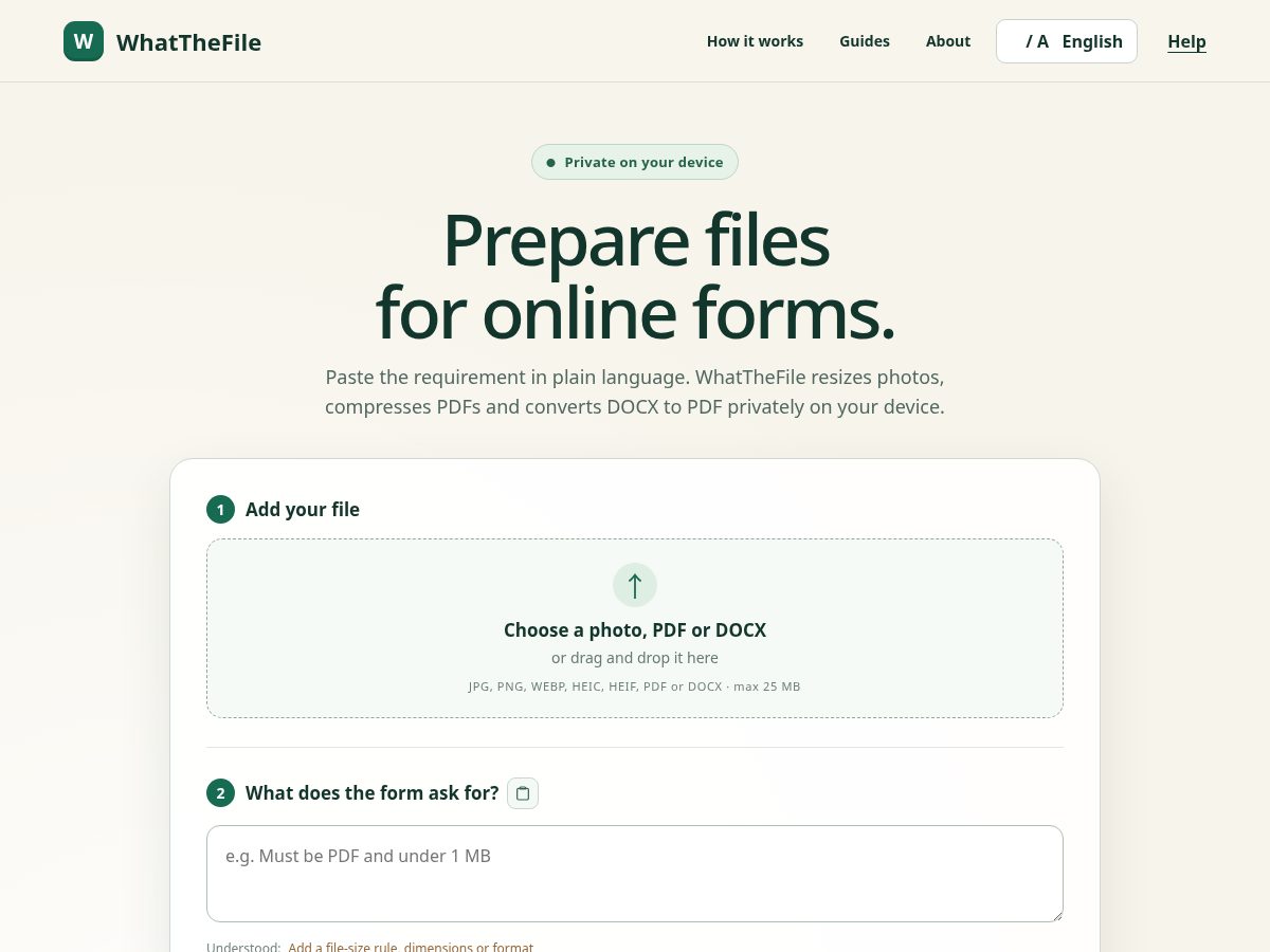 Landing-page snapshot of whatthefile.org