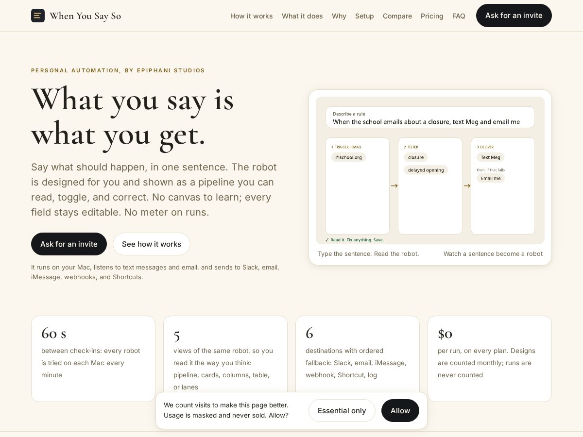 Landing-page snapshot of whenyousayso.com
