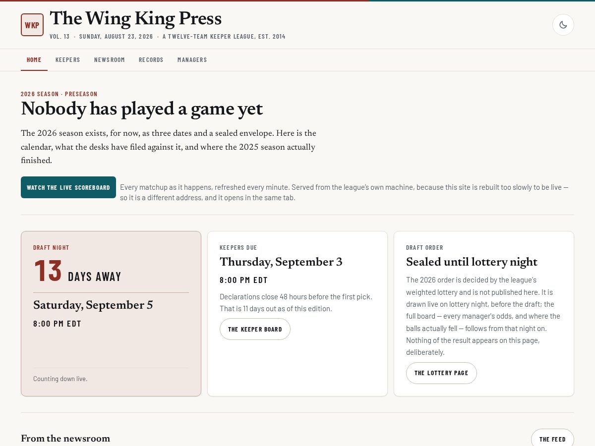 Landing-page snapshot of wingkingpress.com