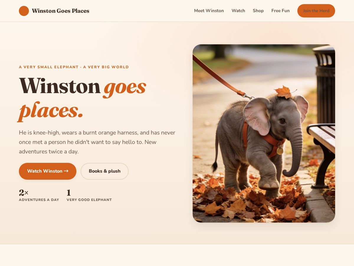 Landing-page snapshot of winstongoesplaces.com