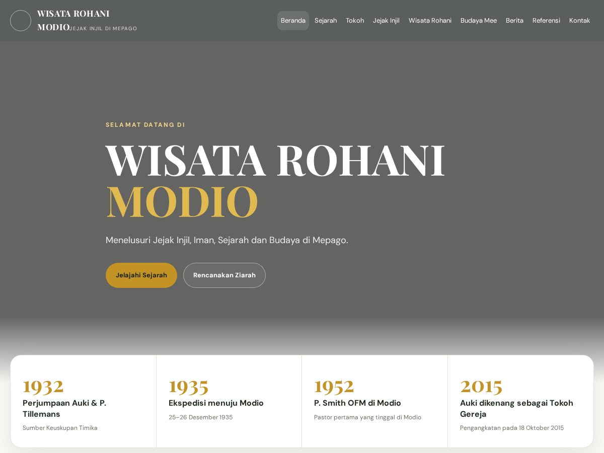 Landing-page snapshot of wisatarohanimodio.com