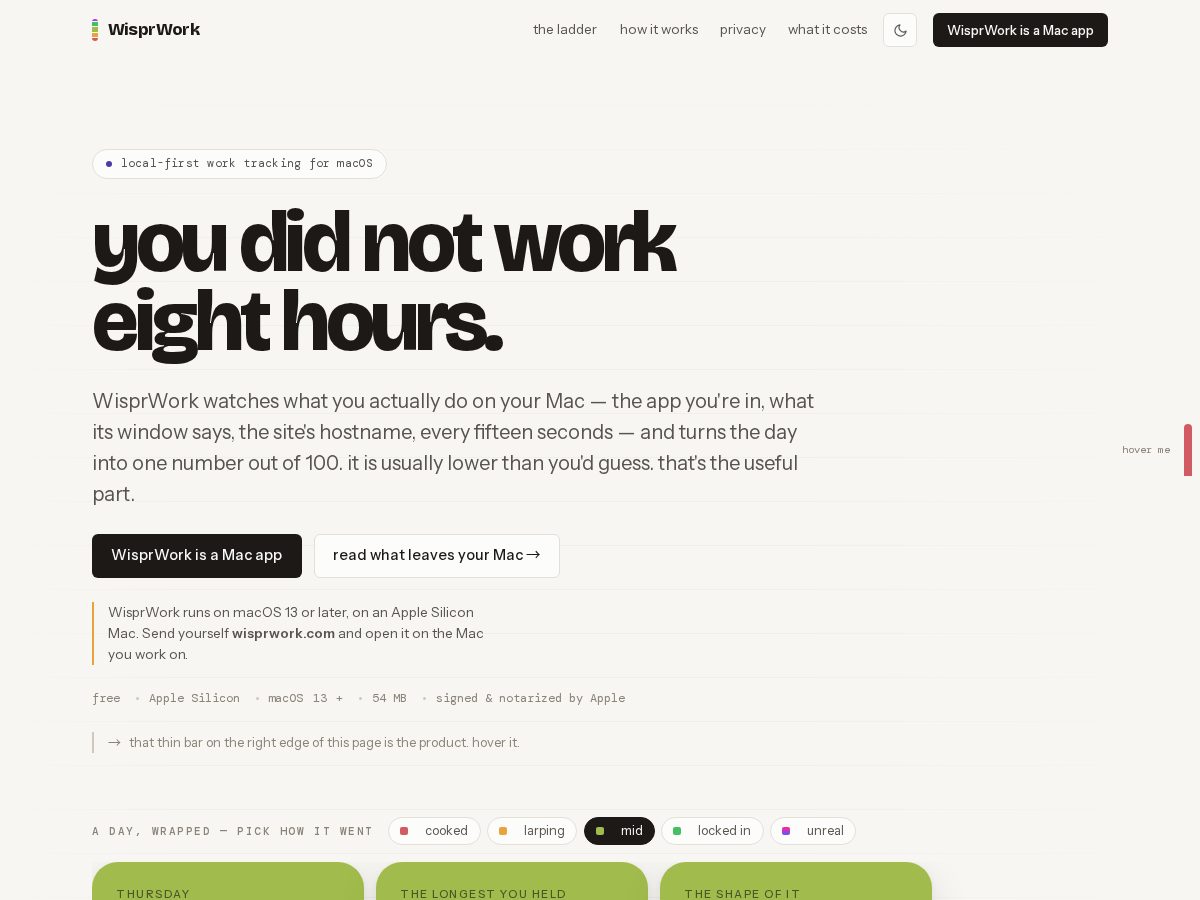 Landing-page snapshot of wisprwork.com