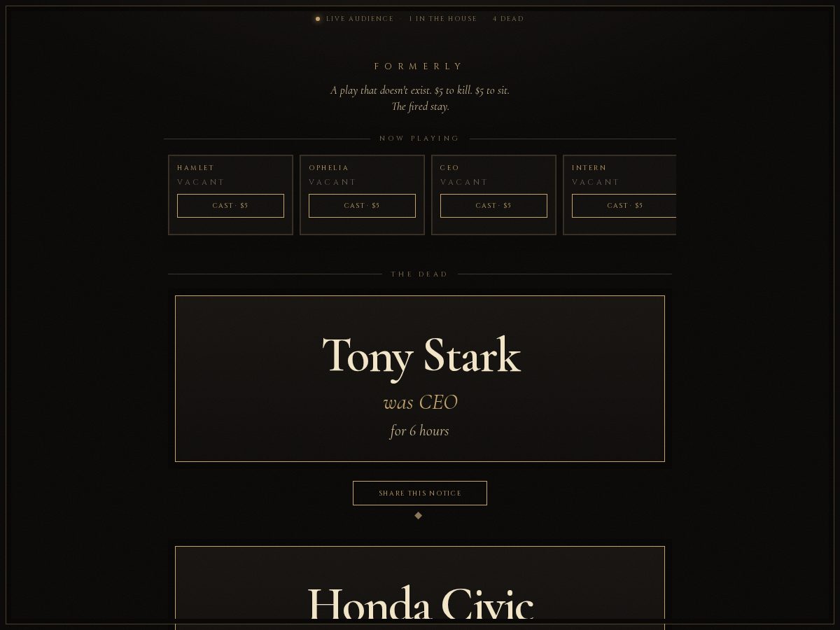 Landing-page snapshot of youwere.lol