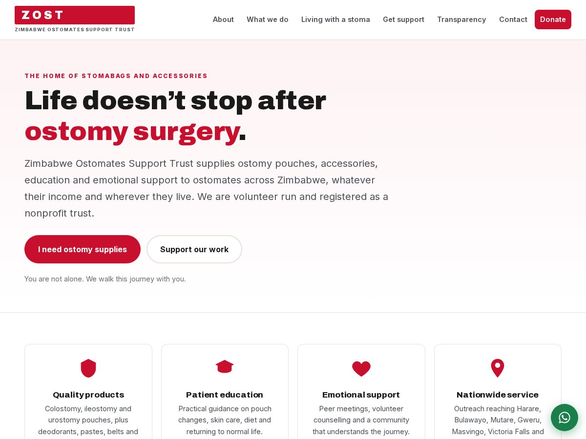 Landing-page snapshot of zost-zw.org
