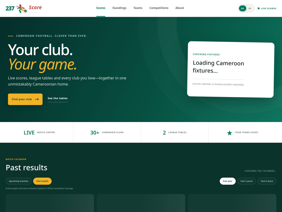 Landing-page snapshot of 237score.com