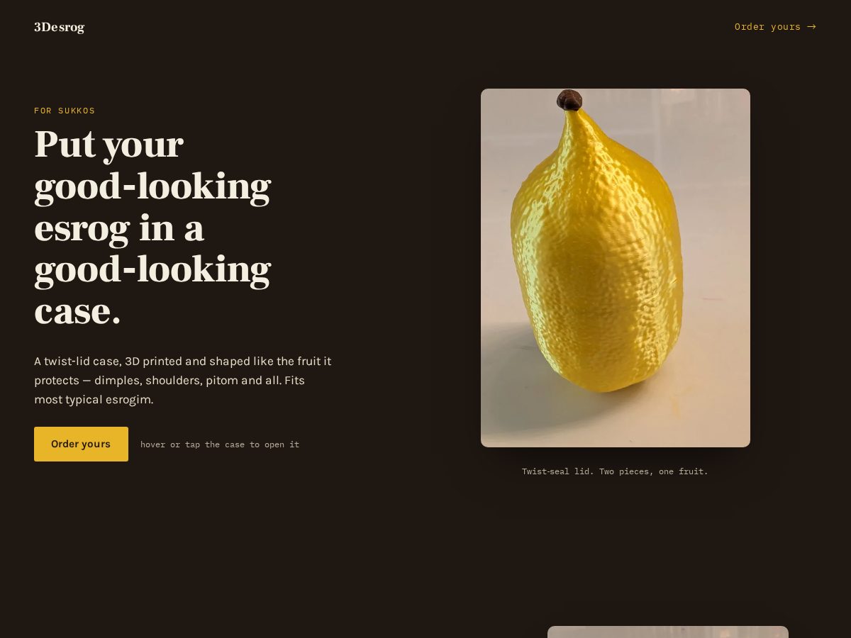 Landing-page snapshot of 3desrog.com