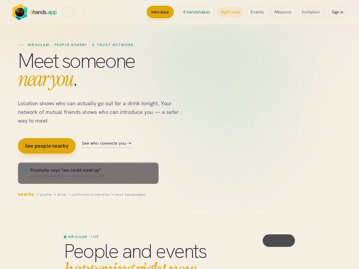 Landing-page snapshot of 6hands.app