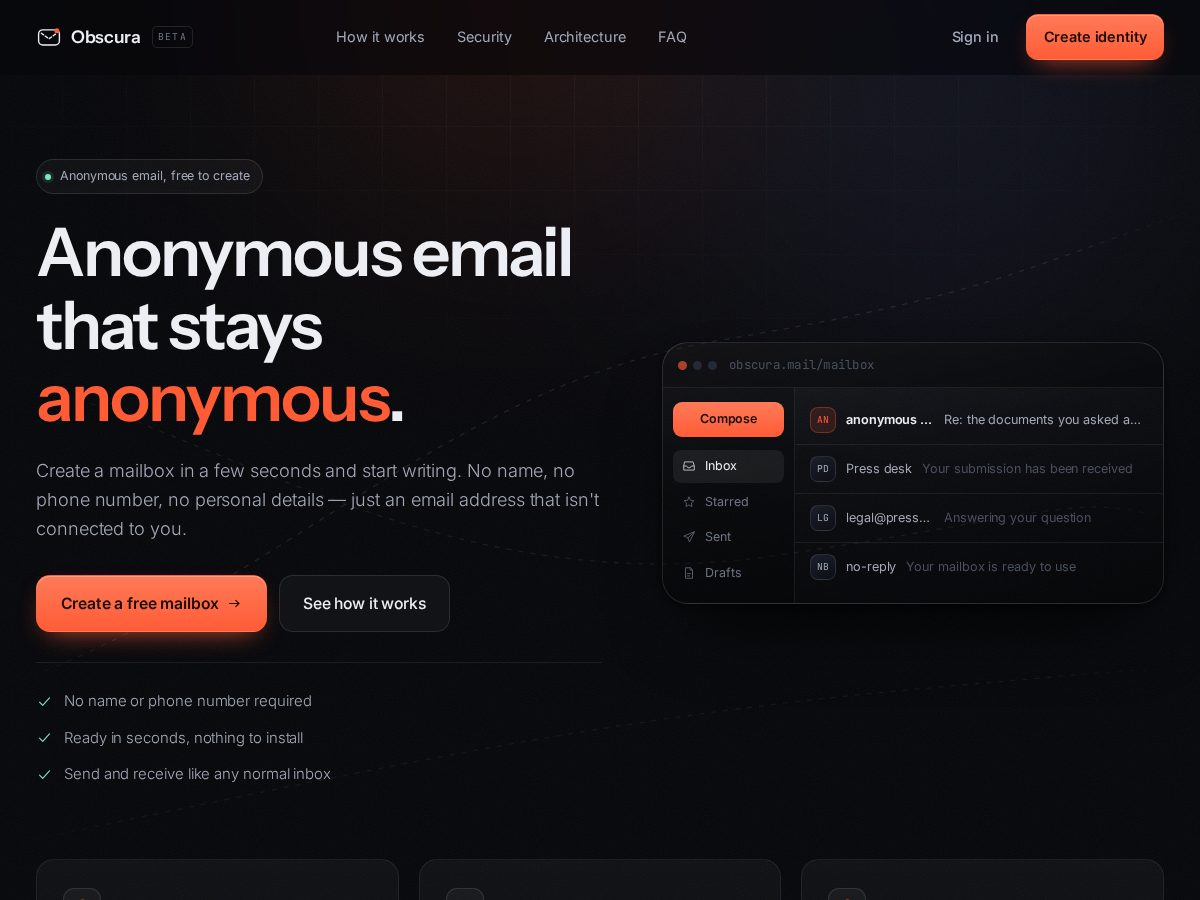 Landing-page snapshot of absmail.tech