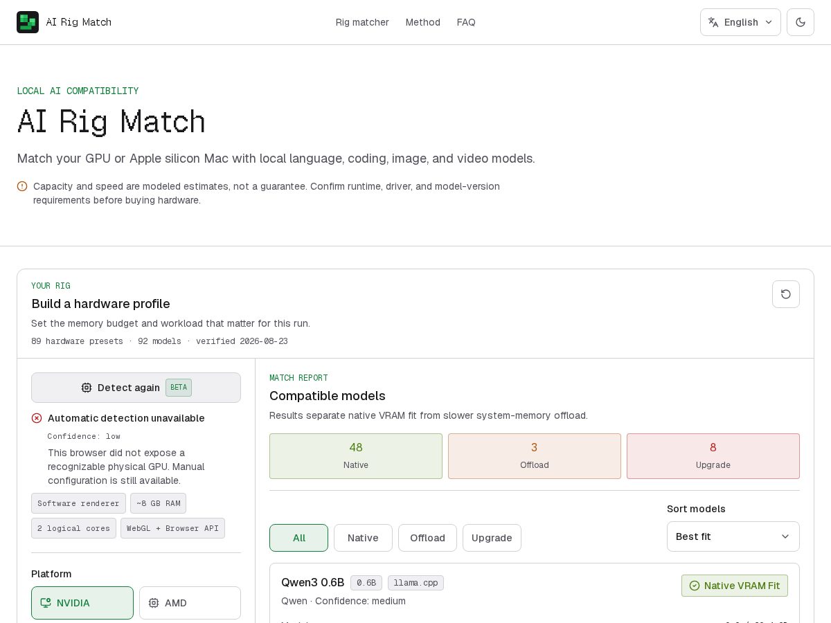 Landing-page snapshot of airigmatch.com
