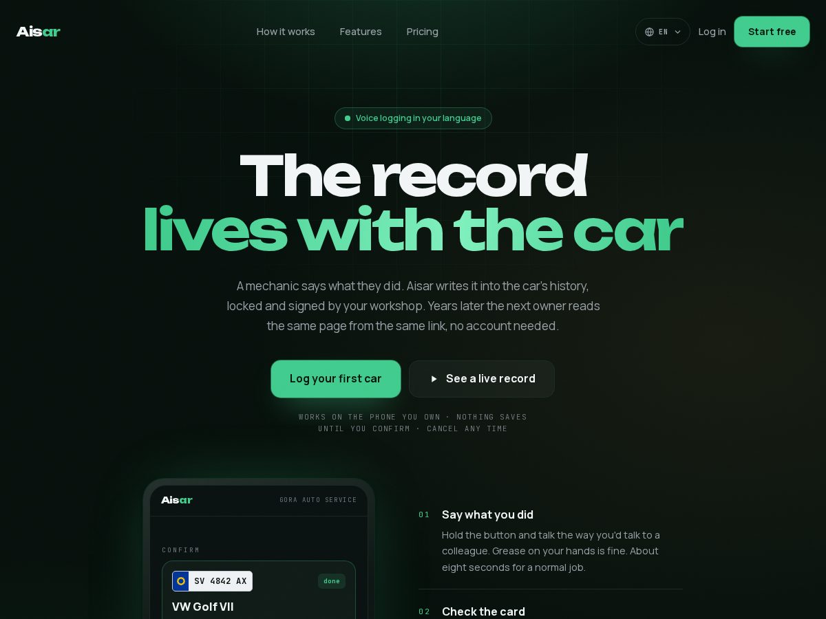 Landing-page snapshot of aisar.pro