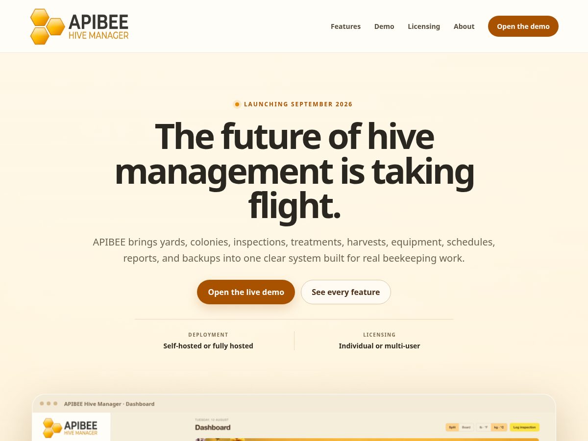 Landing-page snapshot of apibeehive.com