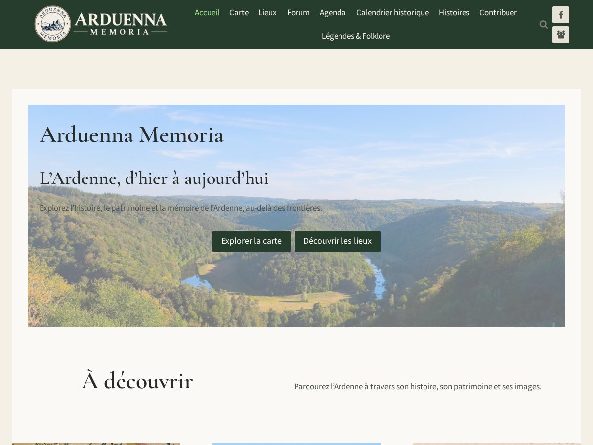 Landing-page snapshot of arduennamemoria.com