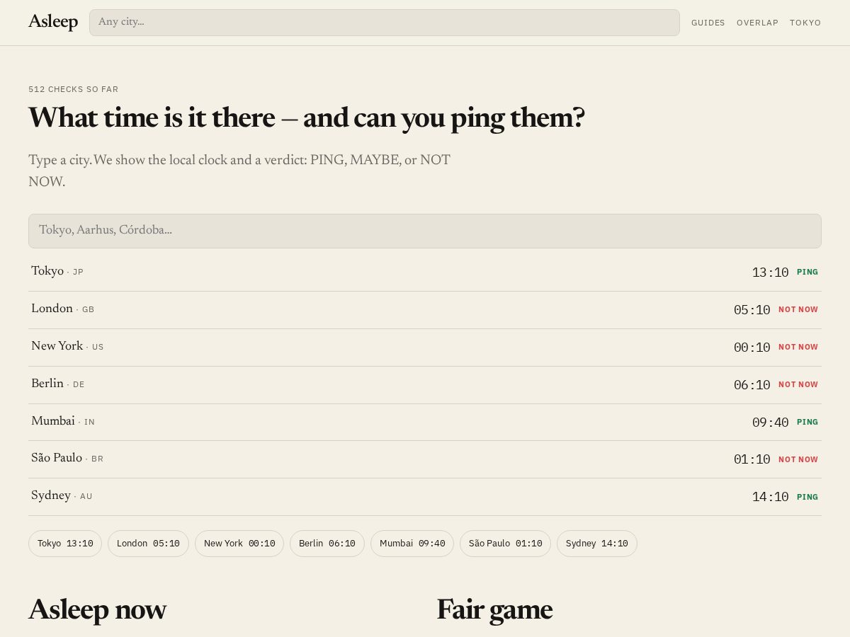 Landing-page snapshot of asleep.today