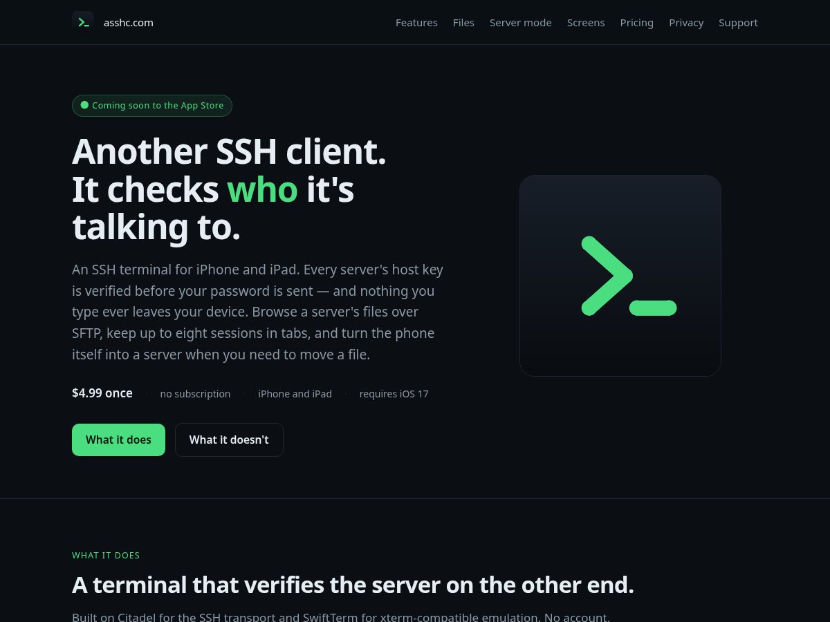 Landing-page snapshot of asshc.com