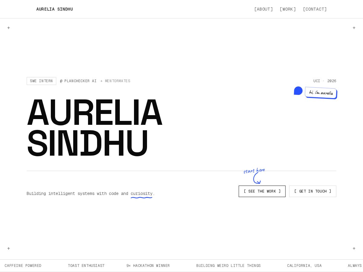 Landing-page snapshot of aureliasindhu.com