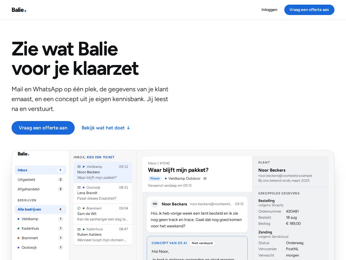 Landing-page snapshot of balie.net
