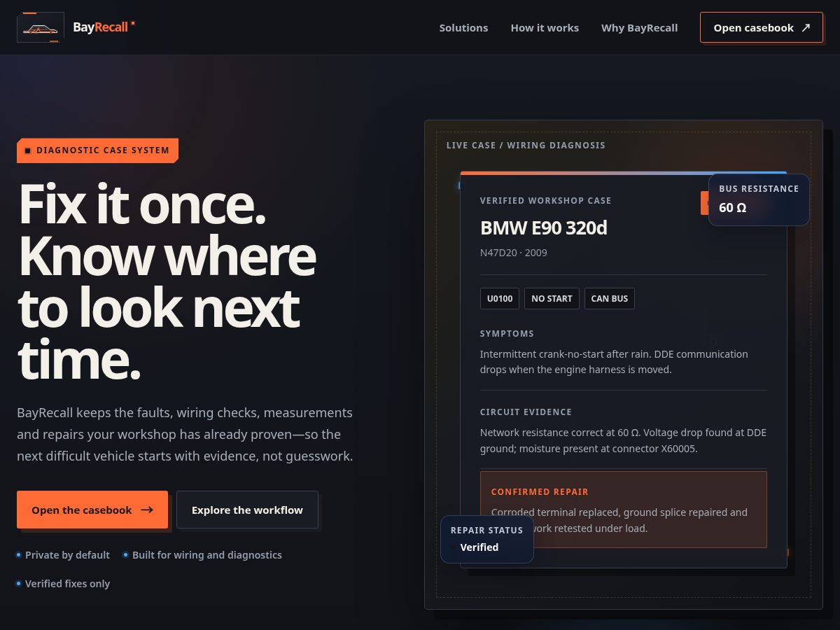 Landing-page snapshot of bayrecall.com