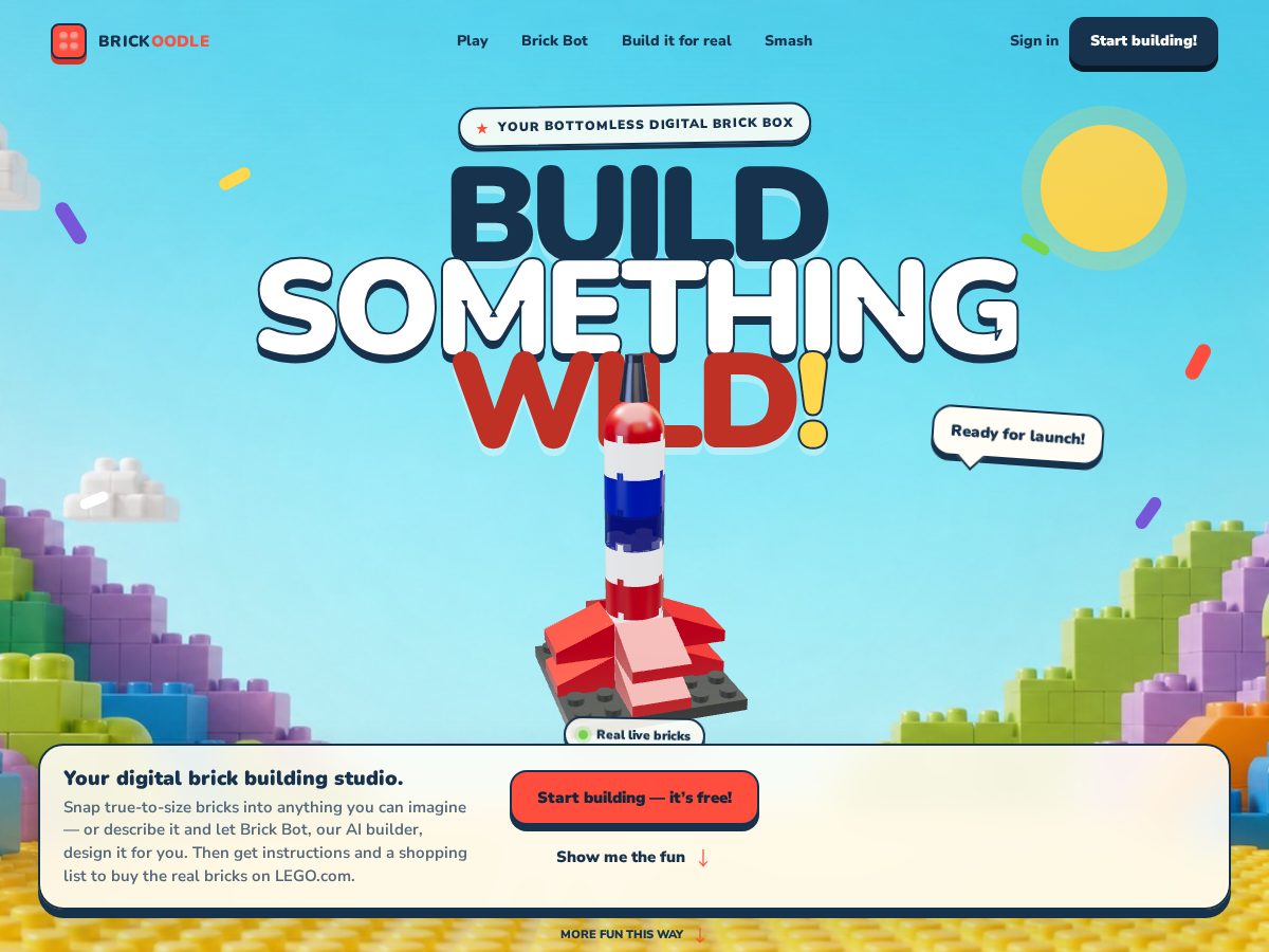 Landing-page snapshot of brickoodle.com