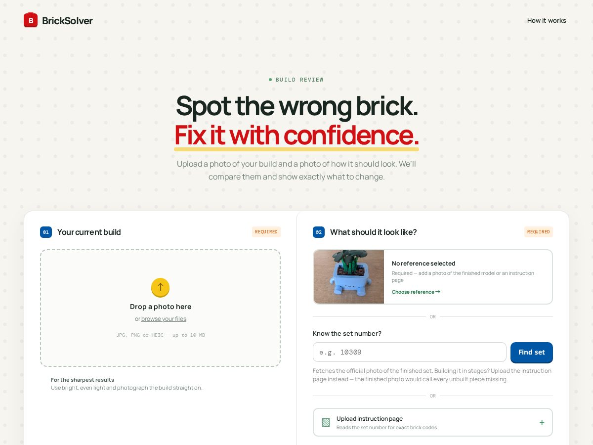 Landing-page snapshot of bricksolver.com