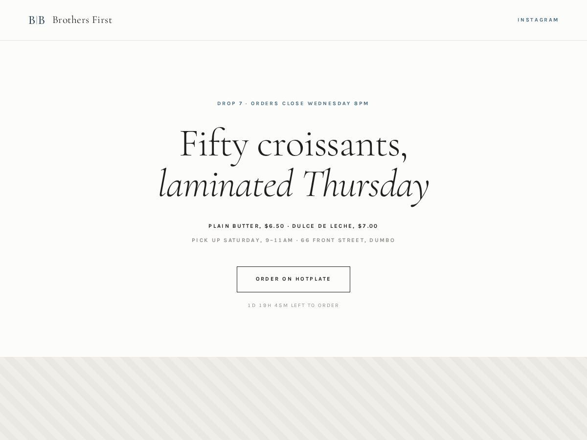 Landing-page snapshot of brothersfirstbakery.com