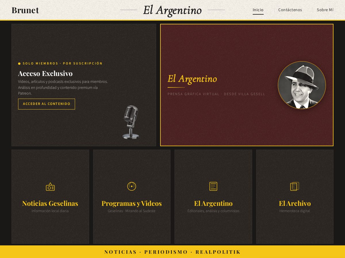 Landing-page snapshot of brunetelargentino.com