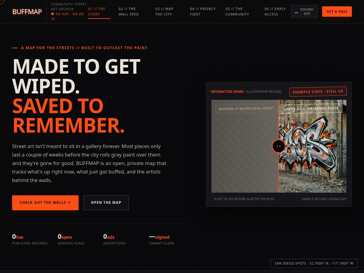 Landing-page snapshot of buffmap.app