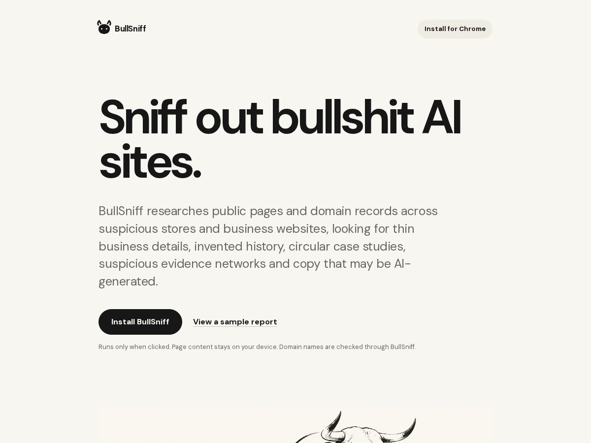 Landing-page snapshot of bullsniff.com