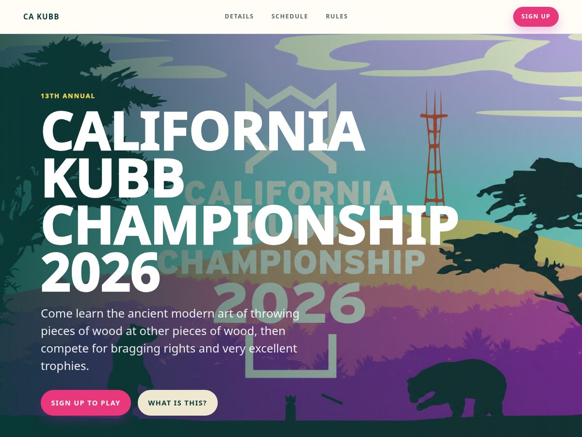 Landing-page snapshot of californiakubb.com