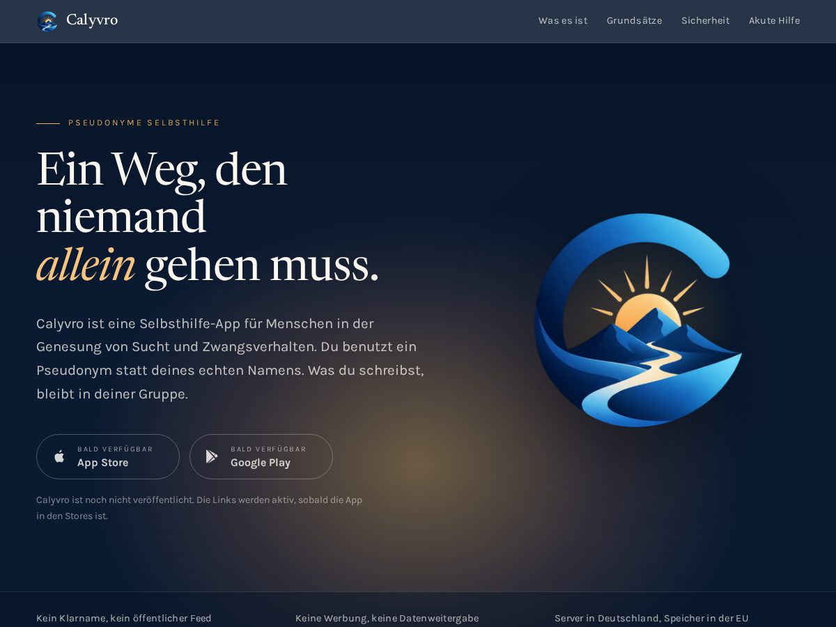 Landing-page snapshot of calyvro.app