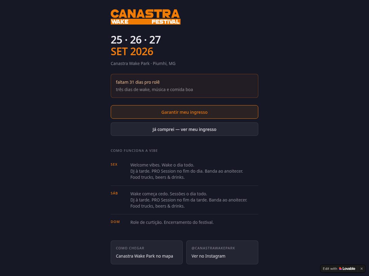 Landing-page snapshot of canastrawakepark.com