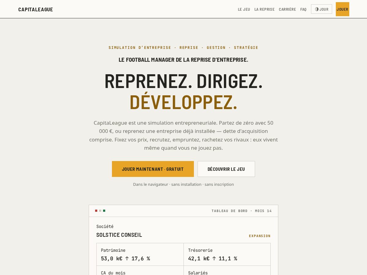 Landing-page snapshot of capitaleague.com