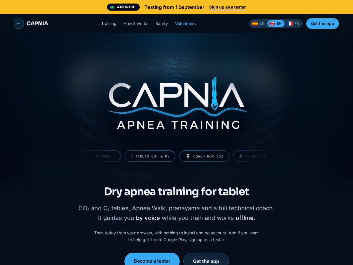 Landing-page snapshot of capnia.app