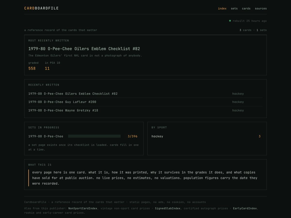 Landing-page snapshot of cardboardfile.com