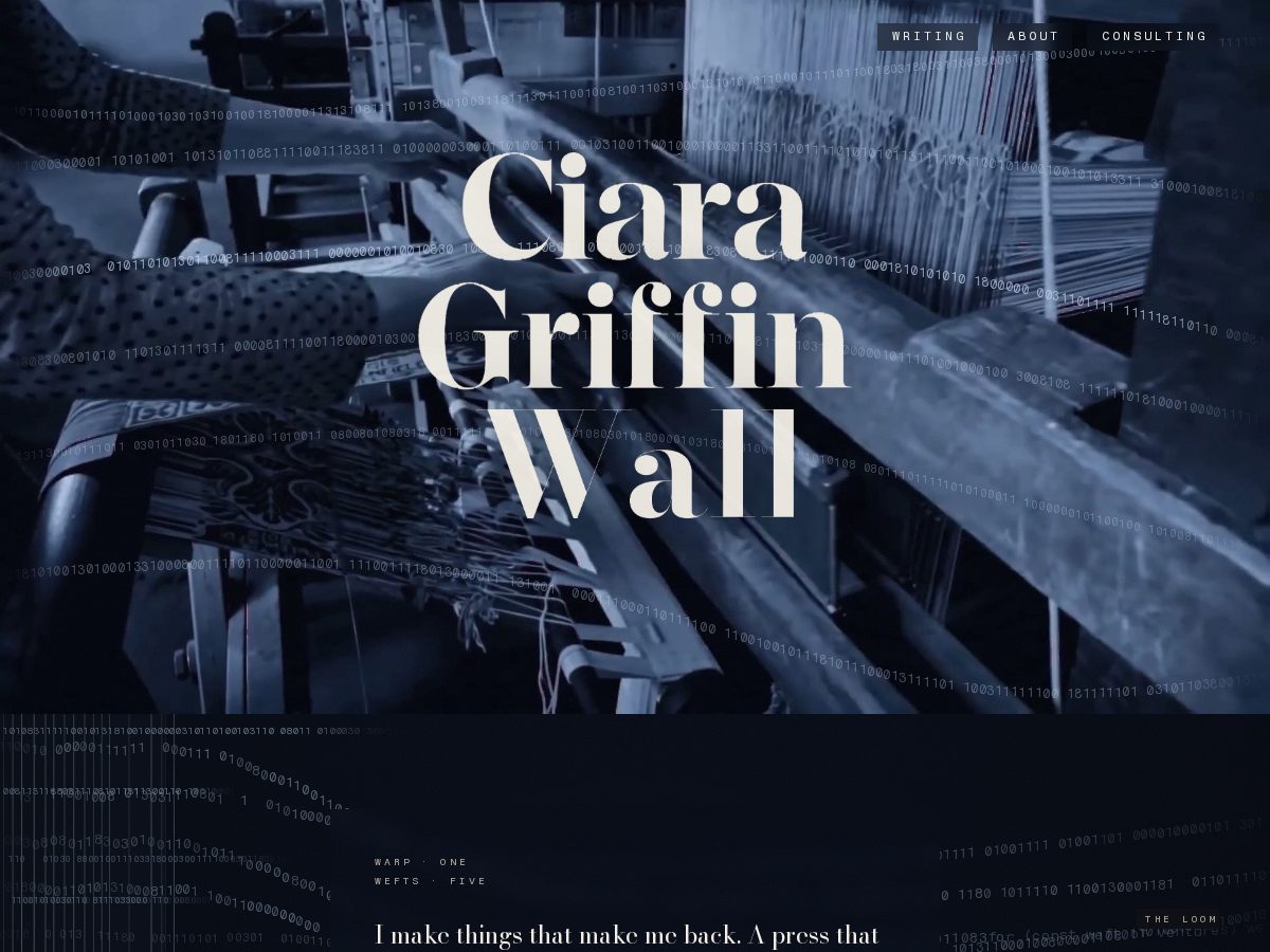 Landing-page snapshot of ciaragriffinwall.com