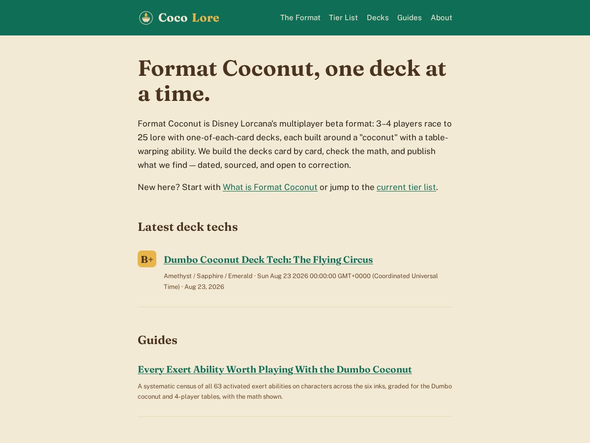 Landing-page snapshot of cocoloretcg.com