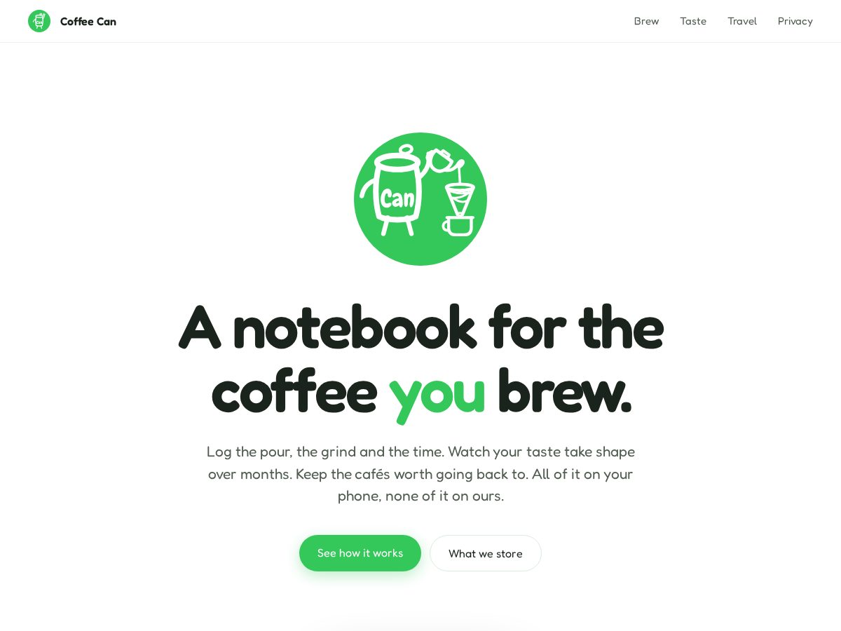 Landing-page snapshot of coffee-can.org