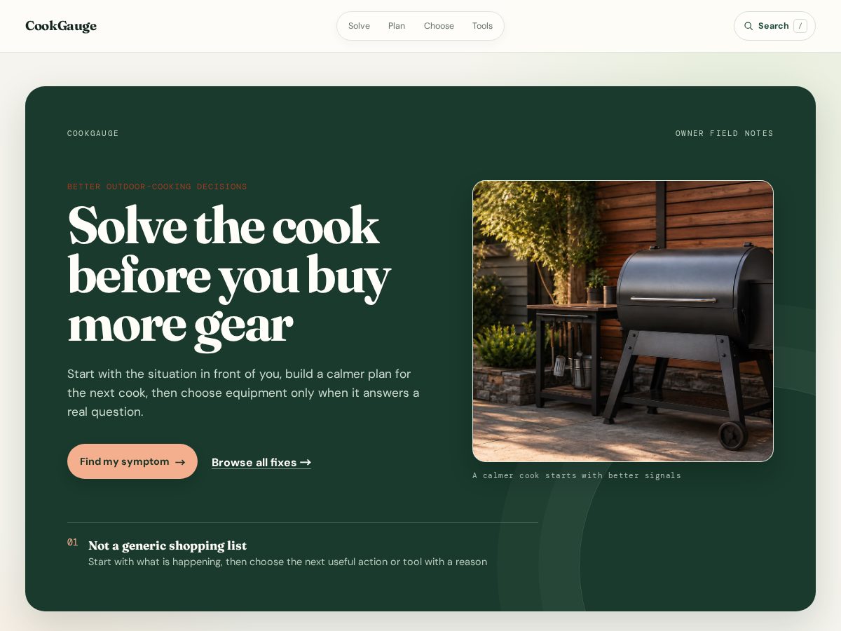 Landing-page snapshot of cookgauge.com