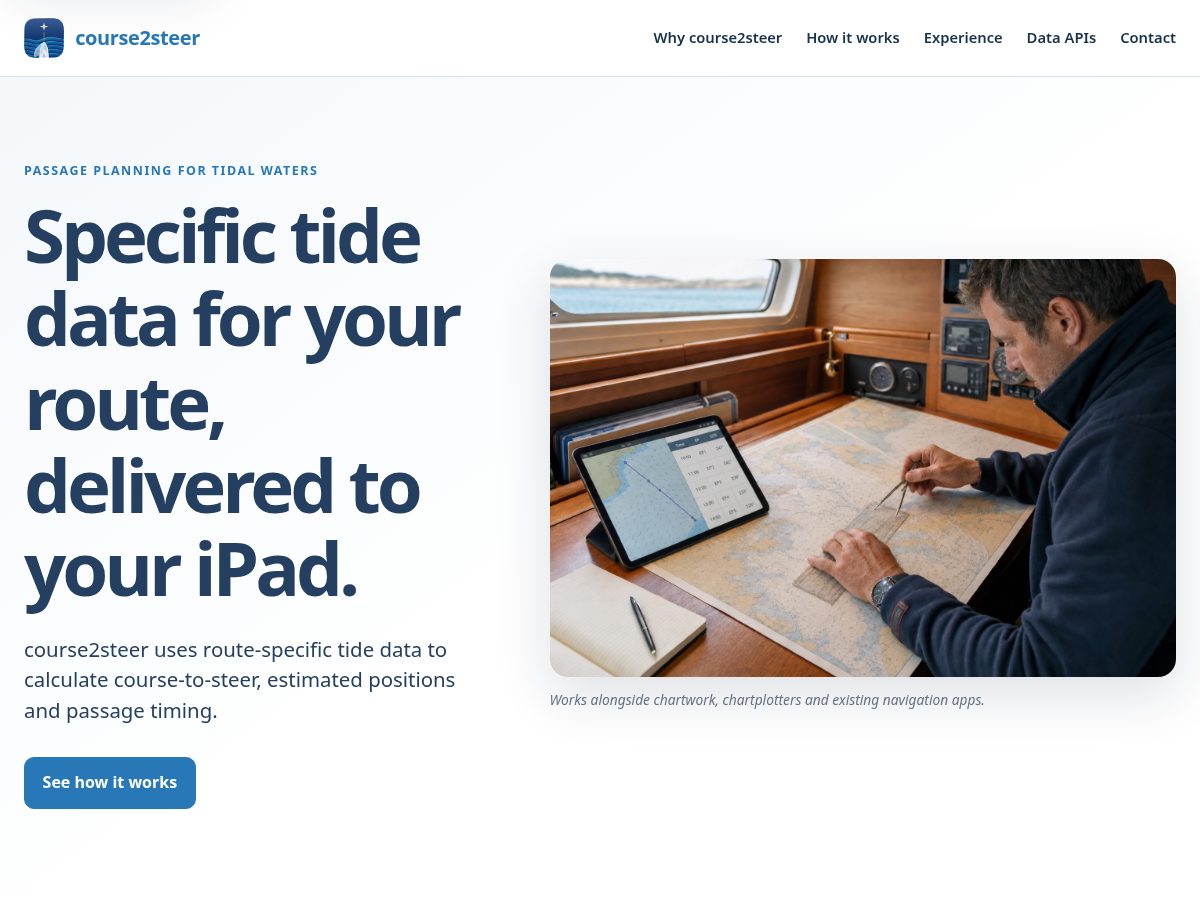 Landing-page snapshot of course2steer.app