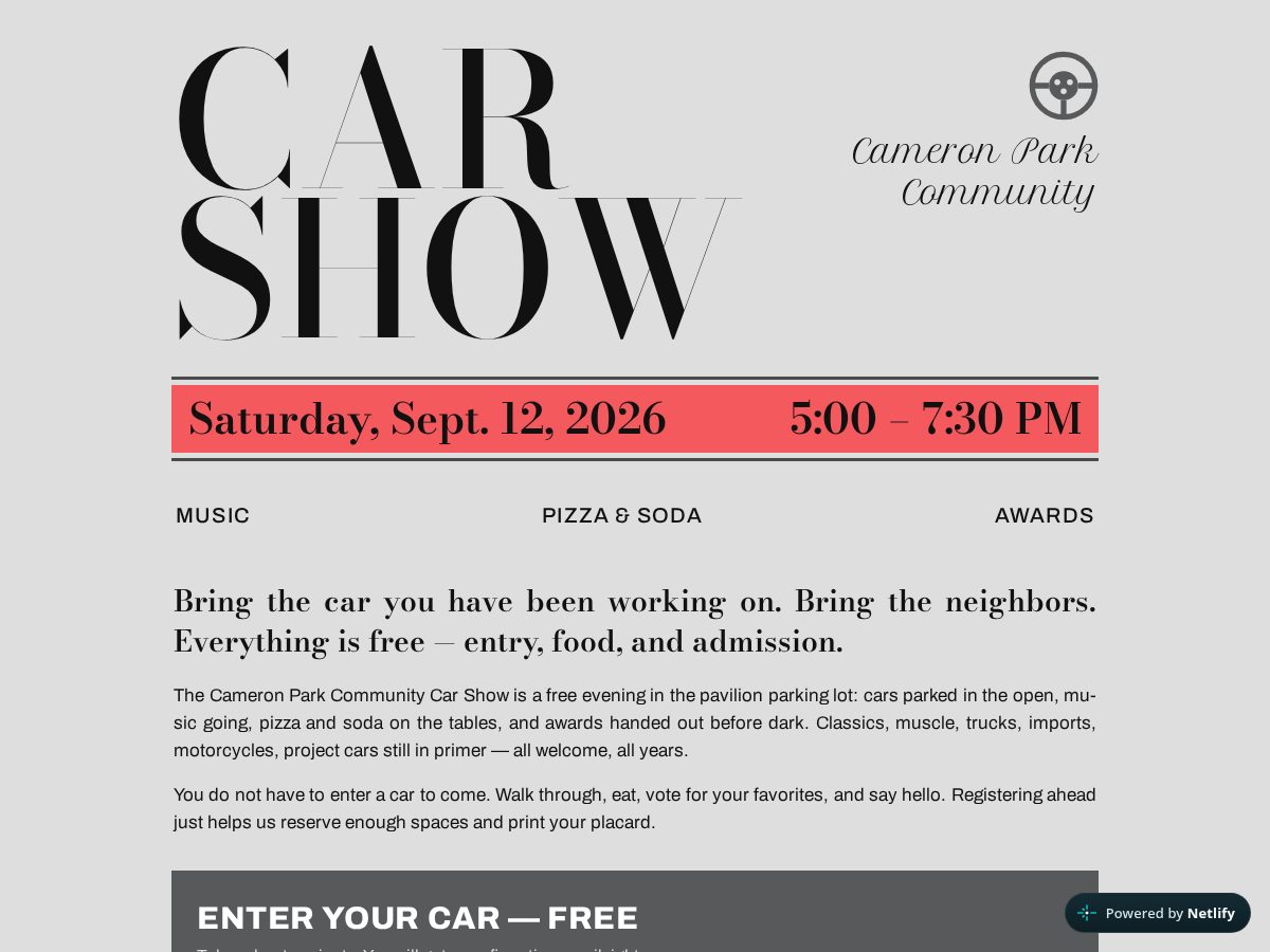 Landing-page snapshot of cpcarshow.com