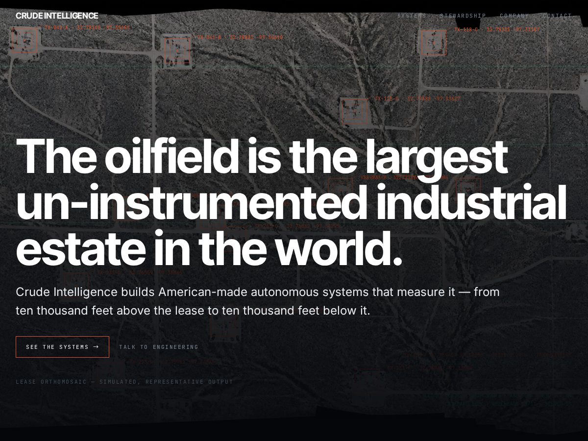 Landing-page snapshot of crudeintell.com