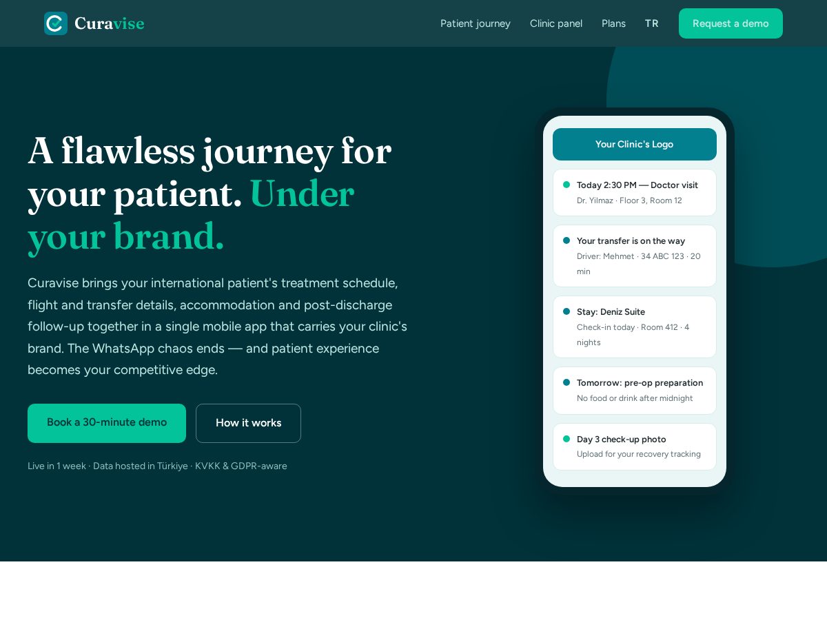 Landing-page snapshot of curavise.app