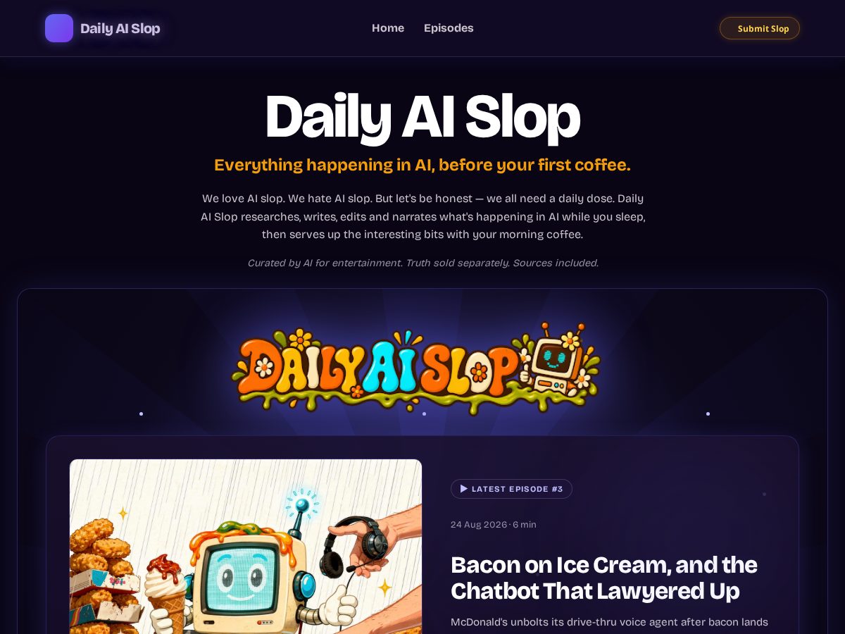 Landing-page snapshot of dailyaislop.fyi