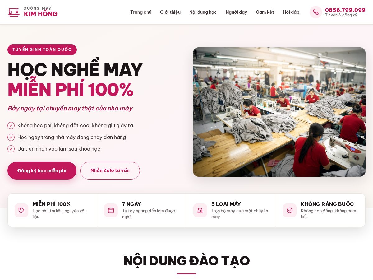 Landing-page snapshot of daymaykimhong.com