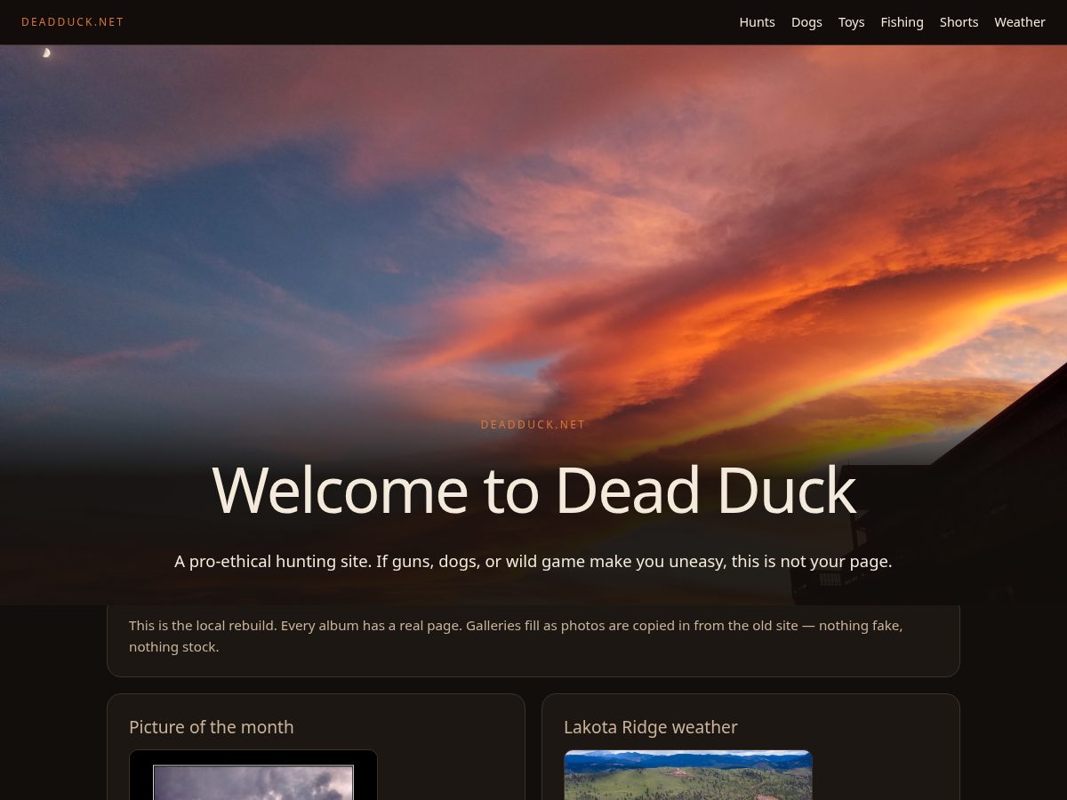 Landing-page snapshot of deadduck.net