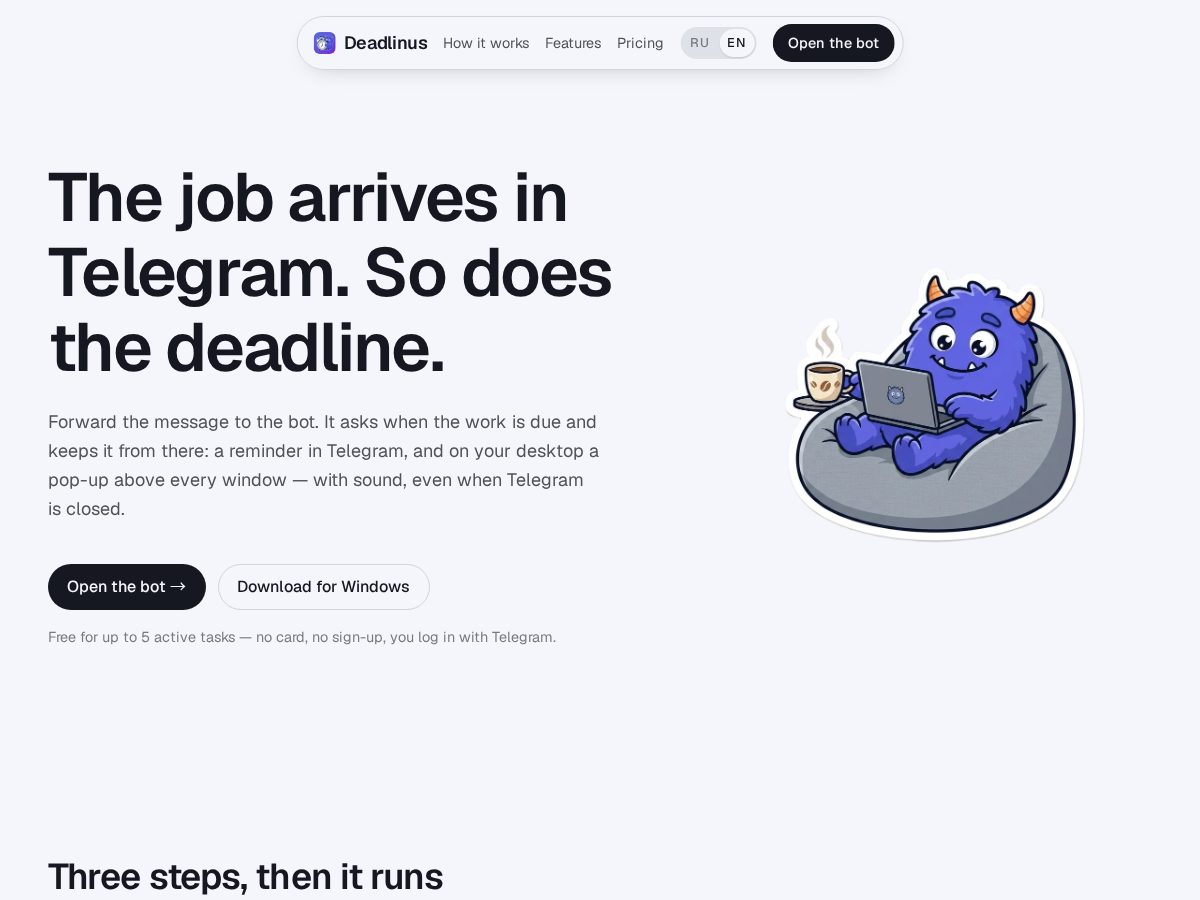 Landing-page snapshot of deadlinus.pro