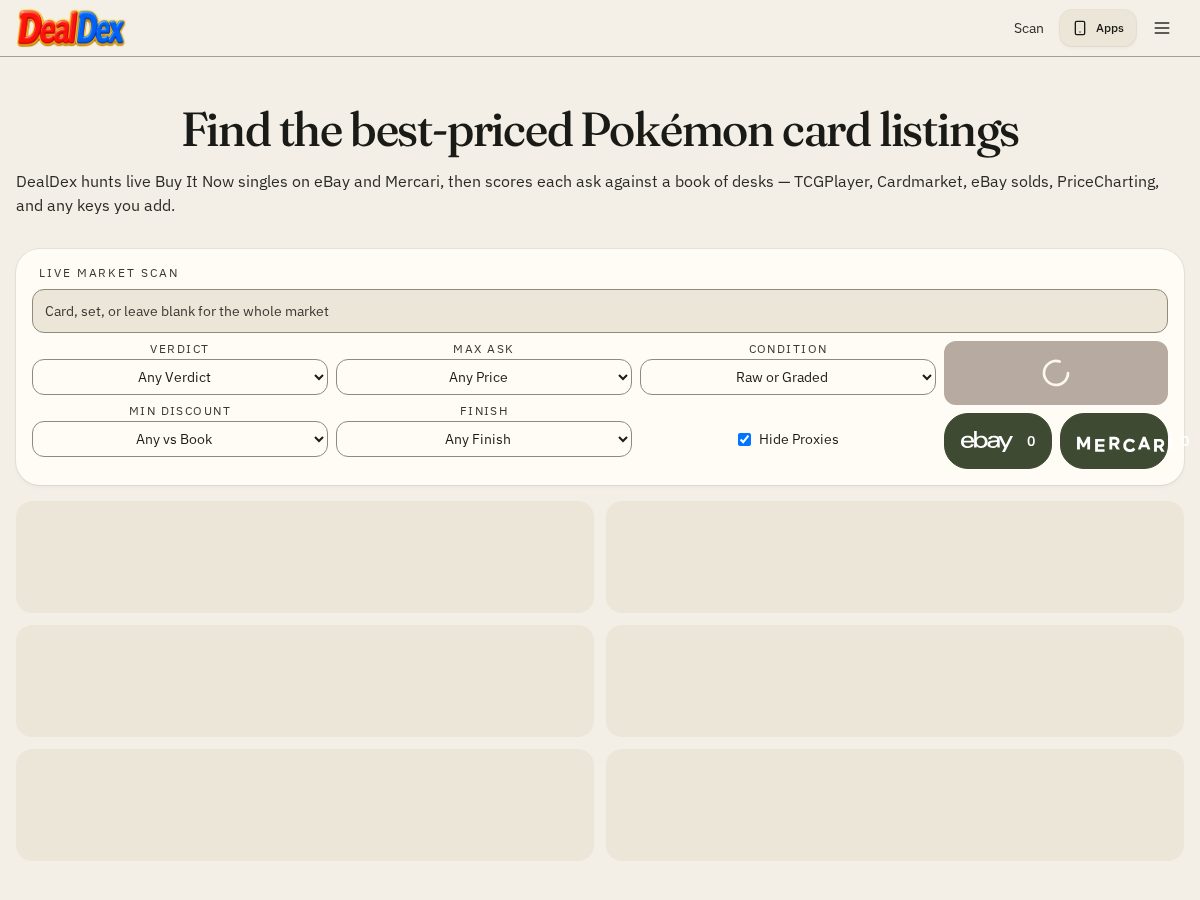 Landing-page snapshot of dealdex.net