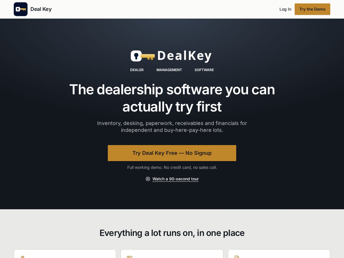 Landing-page snapshot of dealkey.app