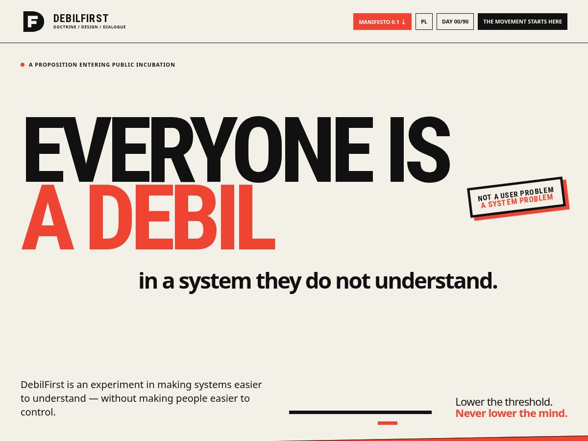 Landing-page snapshot of debilfirst.org