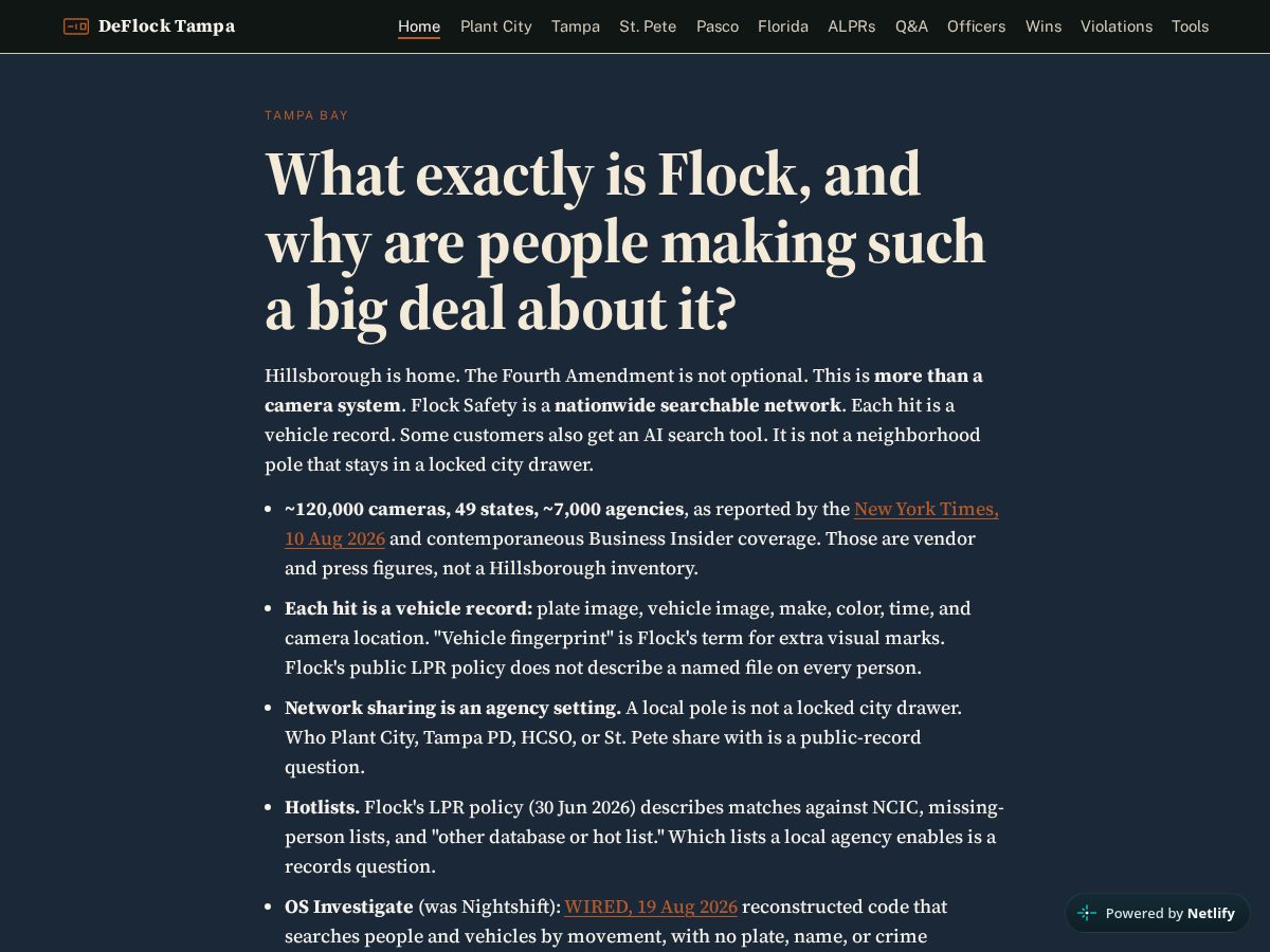 Landing-page snapshot of deflocktampa.org